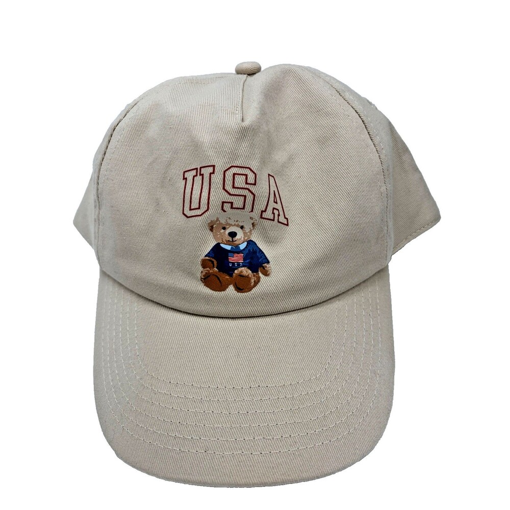 Girls' USA Teddy Bear Baseball Hat - Beige